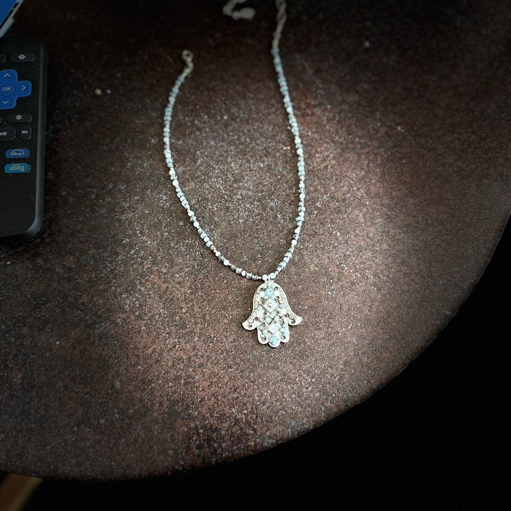 Sterling Silver Hamsa Pendant Necklace in Silver